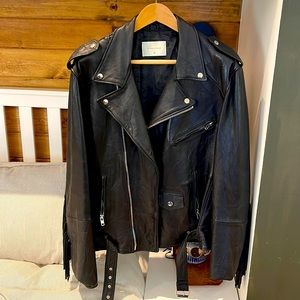 Deadwood Men’s Biker Fringe Jacket (Black - 46)